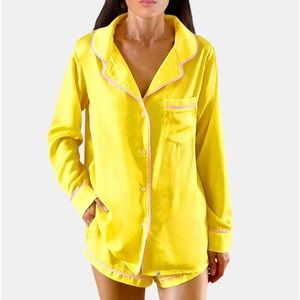 Plush Faux Silk Pajama Set L NWT